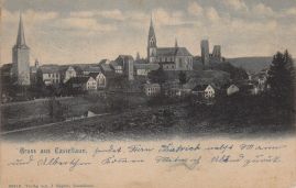 Hier geht es zur Karte mit dem Motiv 'Über das Hintertor auf Kirchen und Burg' Hier geht es zur Karte mit dem Motiv 'Über das Hintertor auf Kirchen und Burg'