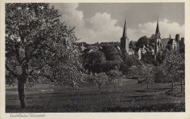 Hier geht es zur Karte mit dem Motiv 'Kirchen, Rathaus, Burg und ein schöner Baum'