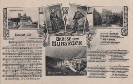 Hier geht es zur Karte mit dem Motiv 'Hunsrück-Lied, Trachten und drei Burgen'