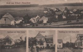 Hier geht es zur Karte mit dem Motiv 'Panorama, Gasthaus, Schule und Geschäft'