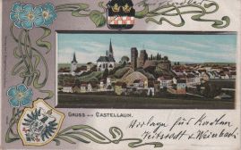 Hier geht es zur Karte mit dem Motiv 'Burg und Stadt in bunten Farben'