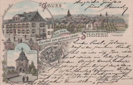 Hier geht es zur Karte mit dem Motiv 'Gasthof, Schinderhannesturm und ein Panorama'