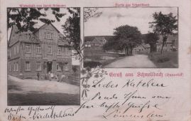 Hier geht es zur Karte mit dem Motiv 'Familie Schmaus vor dem Gasthaus'