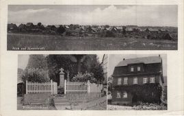 Hier geht es zur Karte mit dem Motiv 'Ein bewachsenes Haus und ein Denkmal'