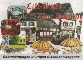Hier geht es zur Karte mit dem Motiv 'Biergarten und Eisenbahnwaggon'