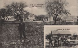Hier geht es zur Karte mit dem Motiv 'Männer mit Fahrrad 1912 in Rödern'